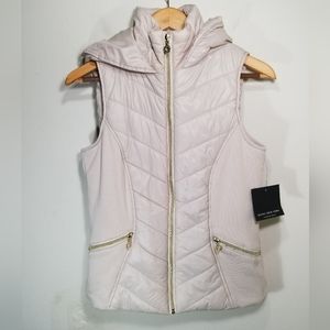 Andrew Marc New York Women's Champagne Cream Ivory Full Zip Vest Hoodie Size XS